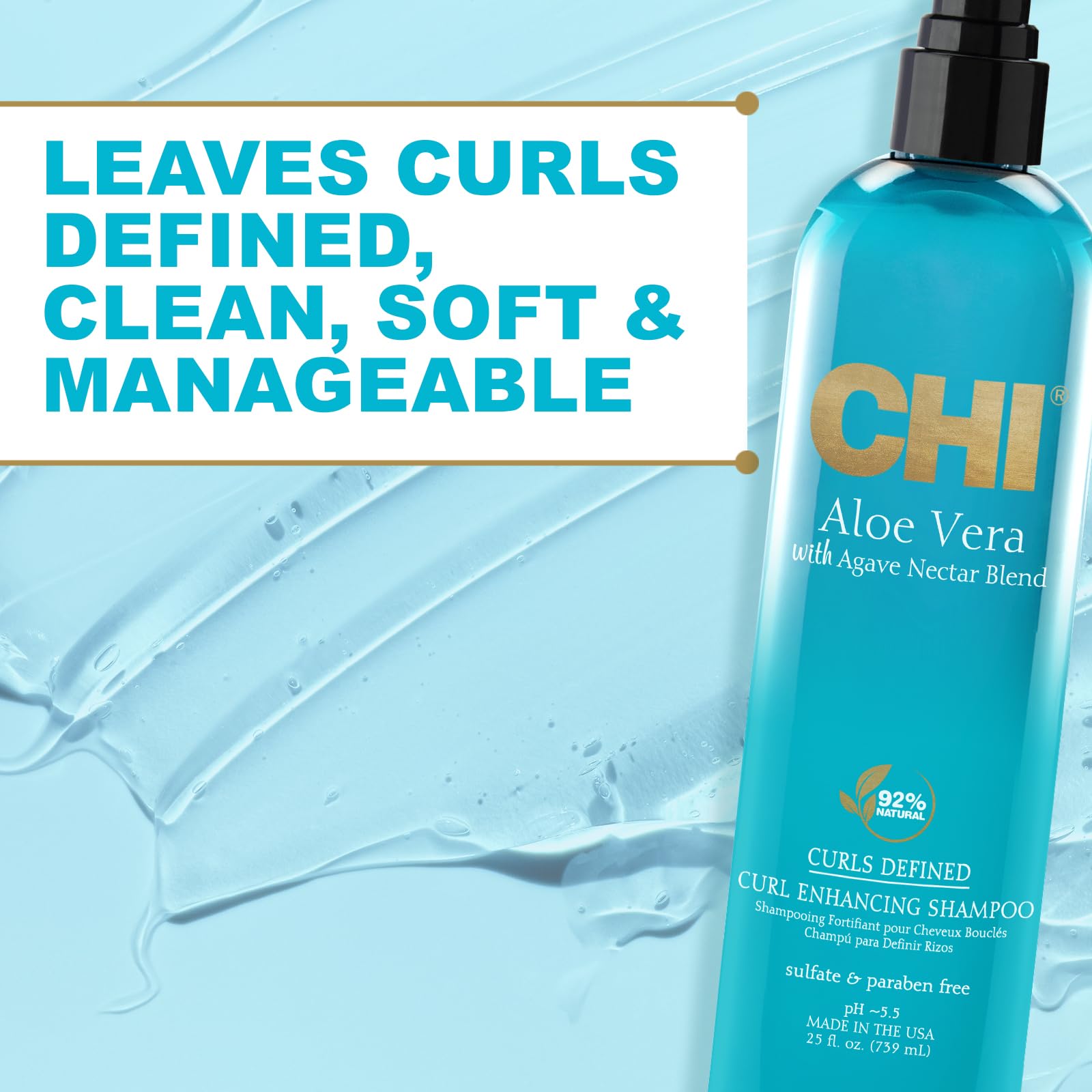 CHI Aloe Vera with Agave Nectar Curls Defined Curl Enhancing Shampoo 739ml/25oz